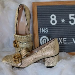 ⛔️SOLD⛔️Gucci 55mm Marmont Metallic Loafers GOLD